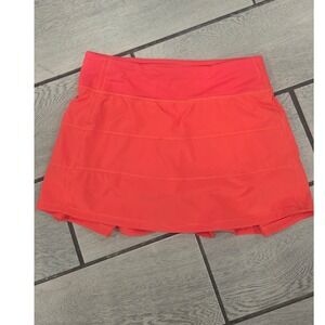 Lululemon Athletica Orange Pleated Running Tennis Skirt Shorts Size 6 Tall